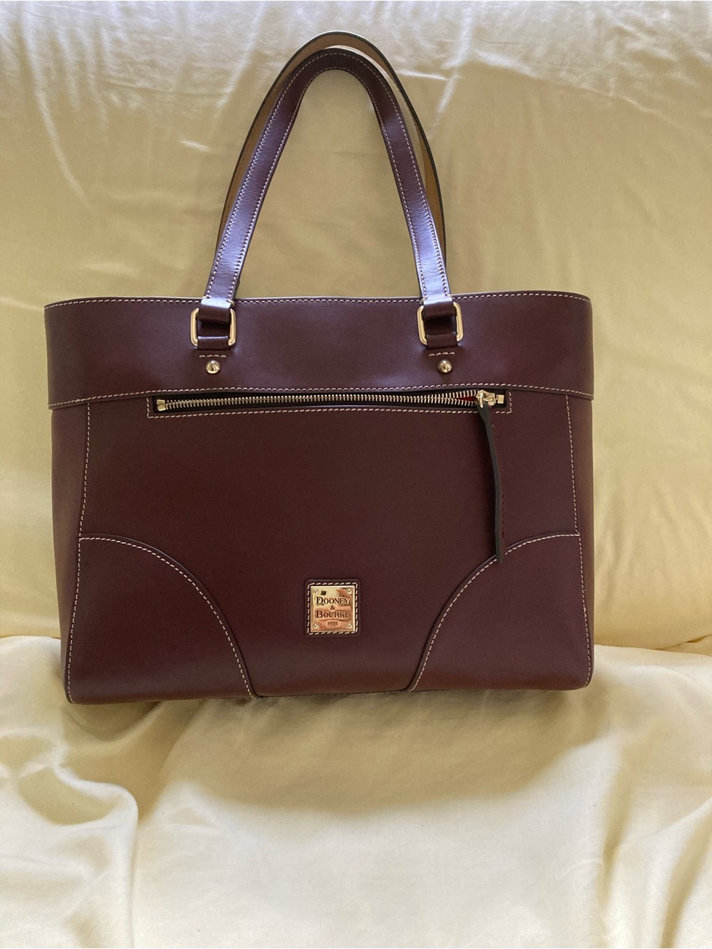 Dooney & Bourke Beacon Burgundy Leather zip top tote mila